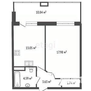 1-к квартира, вторичка, 41м2, 5/18 этаж