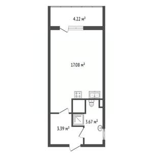 Студия квартира, вторичка, 24м2, 12/12 этаж