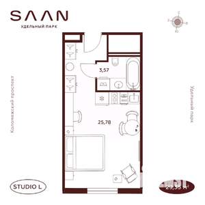 Студия квартира, вторичка, 29м2, 20/23 этаж