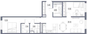 2-к квартира, строящийся дом, 71м2, 5/10 этаж