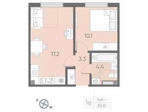 1-к квартира, вторичка, 35м2, 2/4 этаж