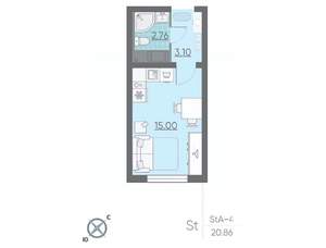 Студия квартира, вторичка, 21м2, 18/21 этаж