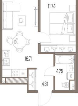1-к квартира, вторичка, 38м2, 6/10 этаж