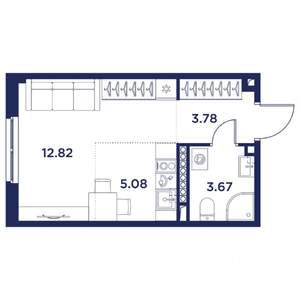 Студия квартира, вторичка, 25м2, 4/4 этаж