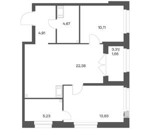2-к квартира, вторичка, 63м2, 11/24 этаж