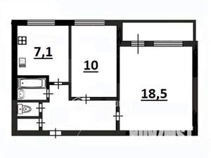 2-к квартира, вторичка, 46м2, 2/9 этаж