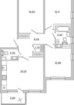 3-к квартира, вторичка, 78м2, 2/5 этаж