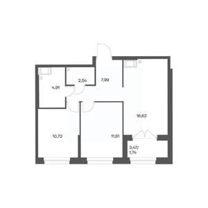 2-к квартира, вторичка, 56м2, 11/24 этаж