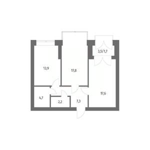 2-к квартира, вторичка, 65м2, 13/13 этаж