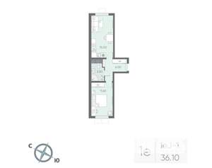 1-к квартира, вторичка, 36м2, 19/22 этаж