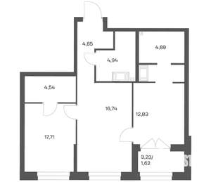 2-к квартира, вторичка, 62м2, 7/24 этаж