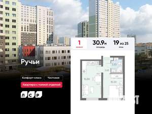 1-к квартира, вторичка, 31м2, 19/25 этаж