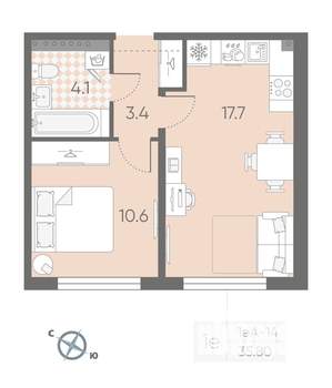 1-к квартира, вторичка, 36м2, 3/4 этаж