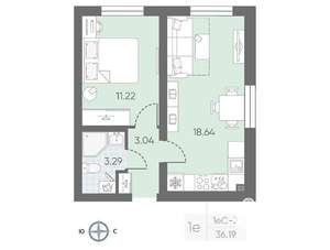 1-к квартира, вторичка, 35м2, 18/23 этаж