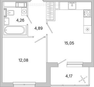 1-к квартира, вторичка, 38м2, 2/5 этаж