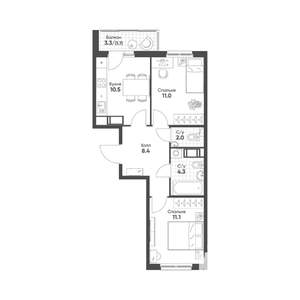 2-к квартира, вторичка, 49м2, 5/12 этаж