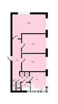 3-к квартира, вторичка, 68м2, 8/9 этаж