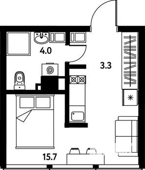 Студия квартира, вторичка, 23м2, 6/10 этаж