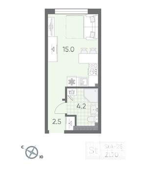 Студия квартира, вторичка, 22м2, 4/4 этаж