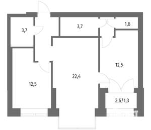 2-к квартира, вторичка, 68м2, 9/13 этаж