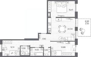 3-к квартира, вторичка, 82м2, 1/7 этаж