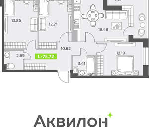 3-к квартира, вторичка, 76м2, 2/11 этаж