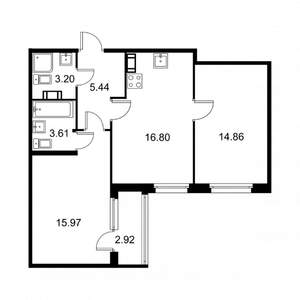 2-к квартира, вторичка, 61м2, 3/9 этаж