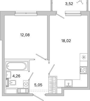 1-к квартира, вторичка, 40м2, 5/5 этаж