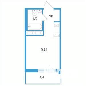 Студия квартира, строящийся дом, 21м2, 8/12 этаж