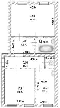 2-к квартира, вторичка, 67м2, 1/6 этаж
