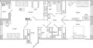 3-к квартира, вторичка, 90м2, 13/14 этаж