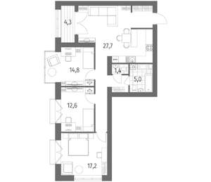 3-к квартира, вторичка, 96м2, 10/11 этаж