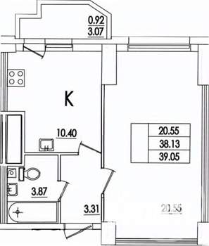 1-к квартира, вторичка, 39м2, 11/25 этаж