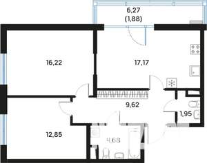 2-к квартира, вторичка, 65м2, 3/9 этаж