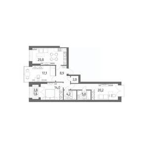 3-к квартира, вторичка, 94м2, 10/13 этаж