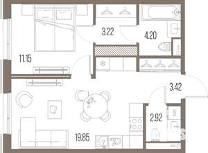 1-к квартира, строящийся дом, 45м2, 10/10 этаж
