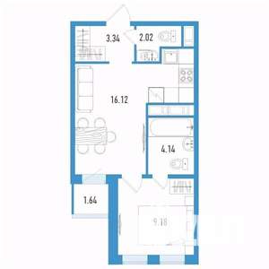 1-к квартира, вторичка, 36м2, 4/12 этаж