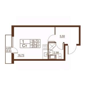 Студия квартира, вторичка, 25м2, 2/11 этаж