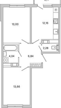 2-к квартира, вторичка, 54м2, 4/5 этаж