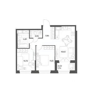 2-к квартира, вторичка, 56м2, 9/24 этаж