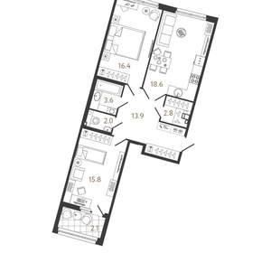2-к квартира, вторичка, 73м2, 3/9 этаж