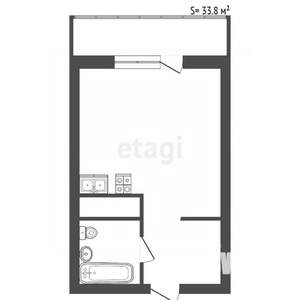 Студия квартира, вторичка, 34м2, 12/18 этаж