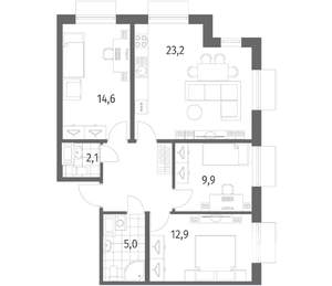 3-к квартира, вторичка, 77м2, 7/12 этаж