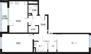 2-к квартира, вторичка, 85м2, 3/9 этаж