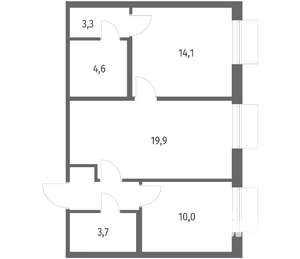 2-к квартира, вторичка, 59м2, 3/12 этаж
