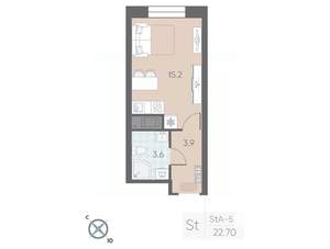 Студия квартира, вторичка, 23м2, 3/12 этаж