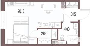 Студия квартира, строящийся дом, 30м2, 2/10 этаж