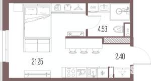 Студия квартира, строящийся дом, 28м2, 10/10 этаж