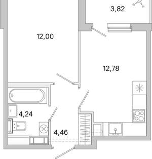 1-к квартира, вторичка, 36м2, 2/5 этаж