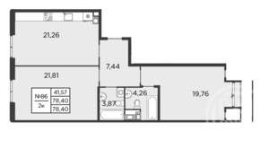 2-к квартира, вторичка, 78м2, 9/9 этаж